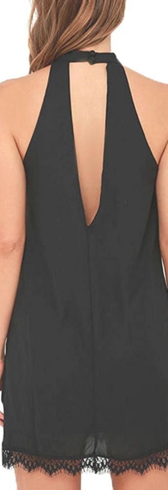 Black Halter Dress with Lace